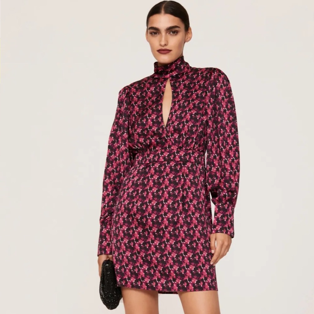 Ronny Kobo Collection Pink Black Skater Mini Skirt